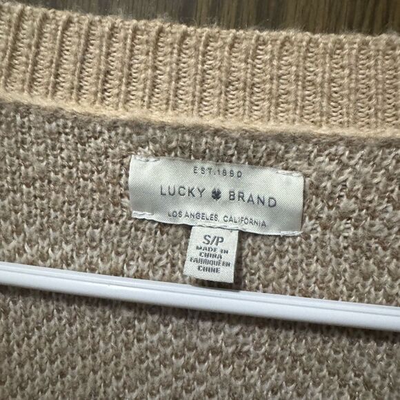 Lucky Brand Tan Cream Camo Button Cardigan Sweater Women's Small - Picture 2 of 2